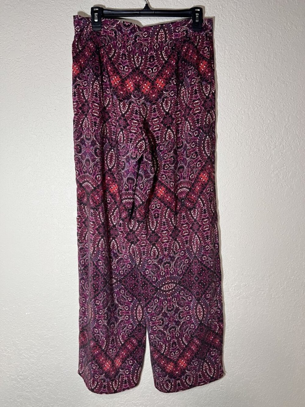 Womens 100% Silk Palazzo Pants Size 6 High Rise Pockets Paisley Boho (#2127)